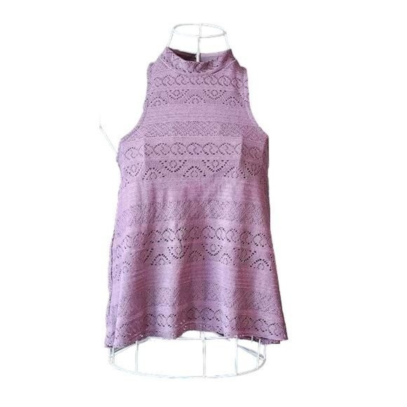 NWT American Eagle Purple sleeveless crochet top - Picture 1 of 6